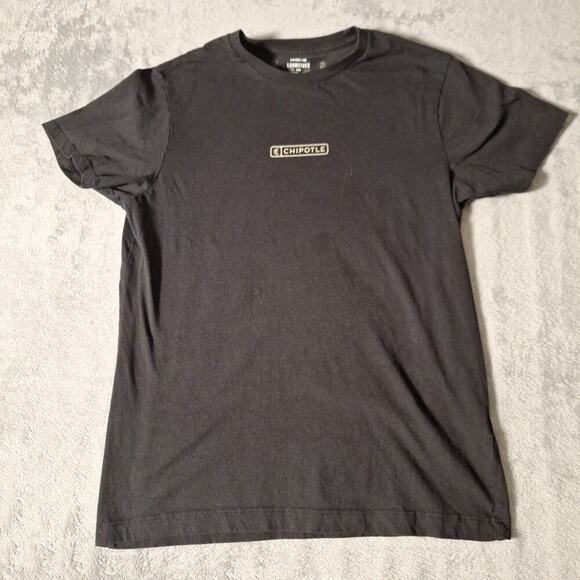 Loomstate for Chipotle Graphic T-Shirt Novelty Back Print Black Unisex Small - Picture 1 of 8